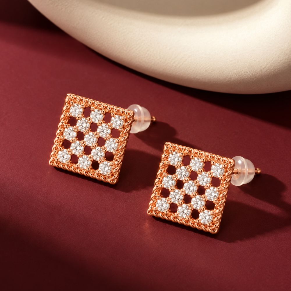 Belle- Rose Gold Geometric Stud Earrings