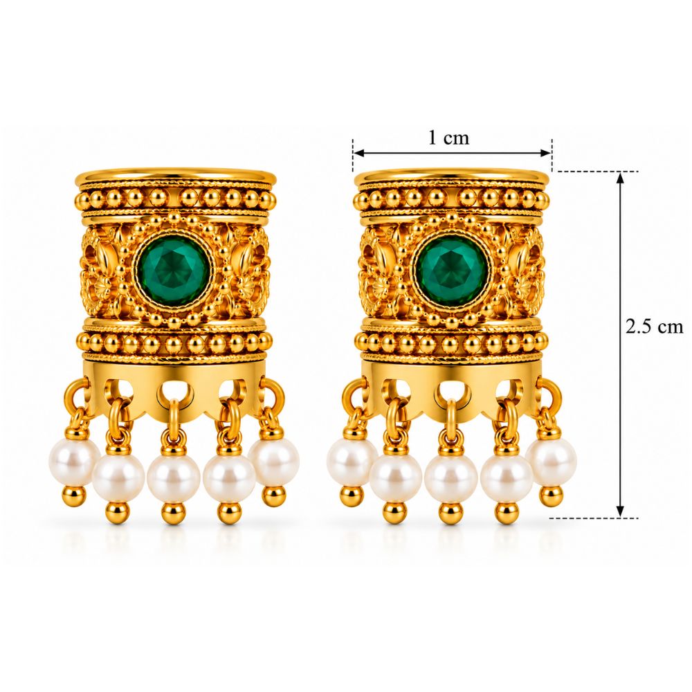 Saarika- Green Stone Pearl Drop Bugadi