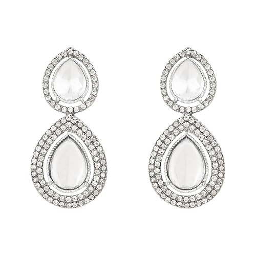 Eknoor Silver White Earrings