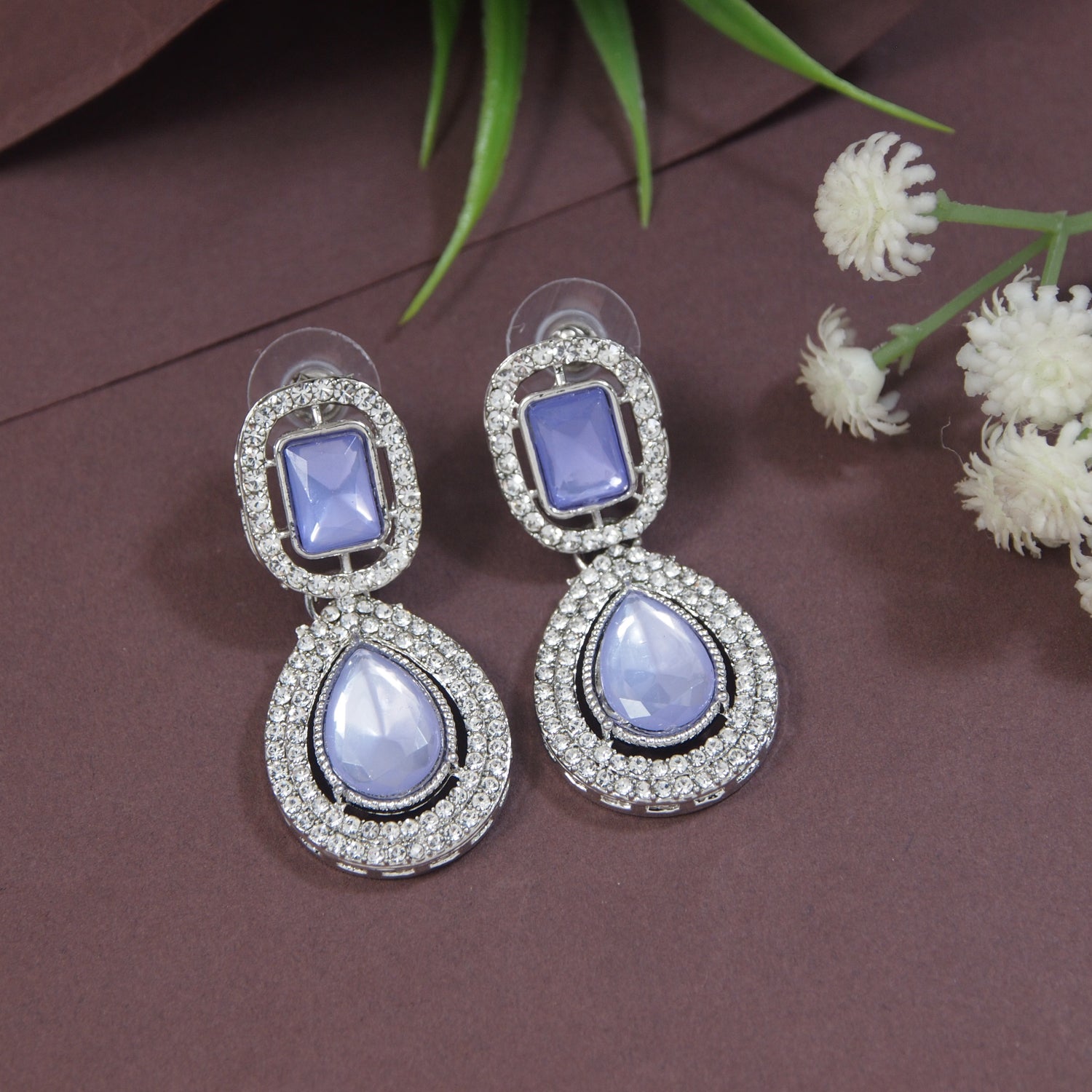 Viyana Silver Purple Earrings