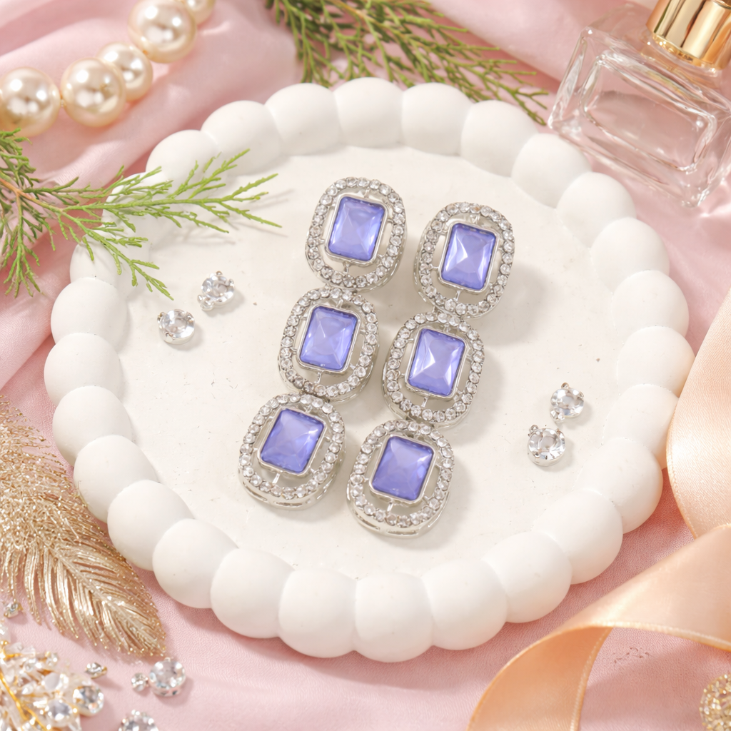 Helly Silver Purple Earrings