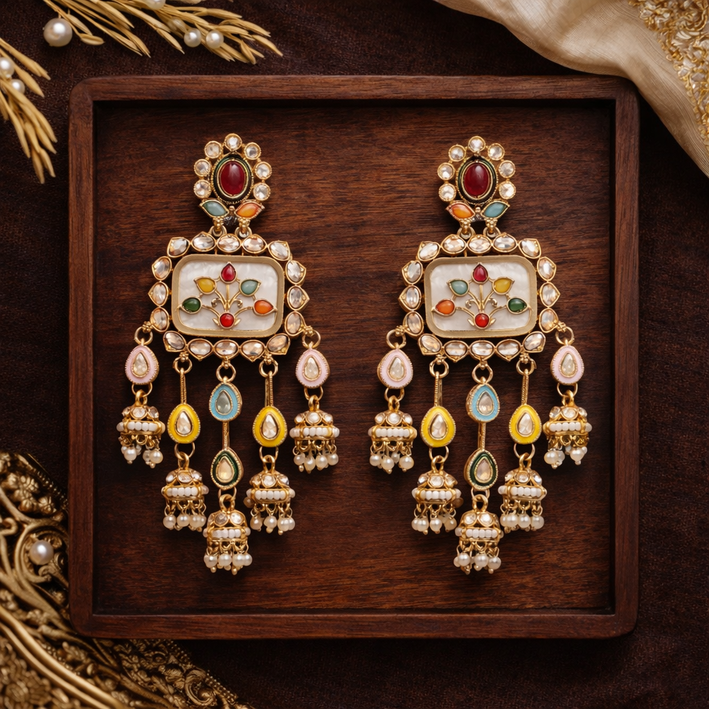 Adhvika - Multicolor Mother of Pearl Earrings