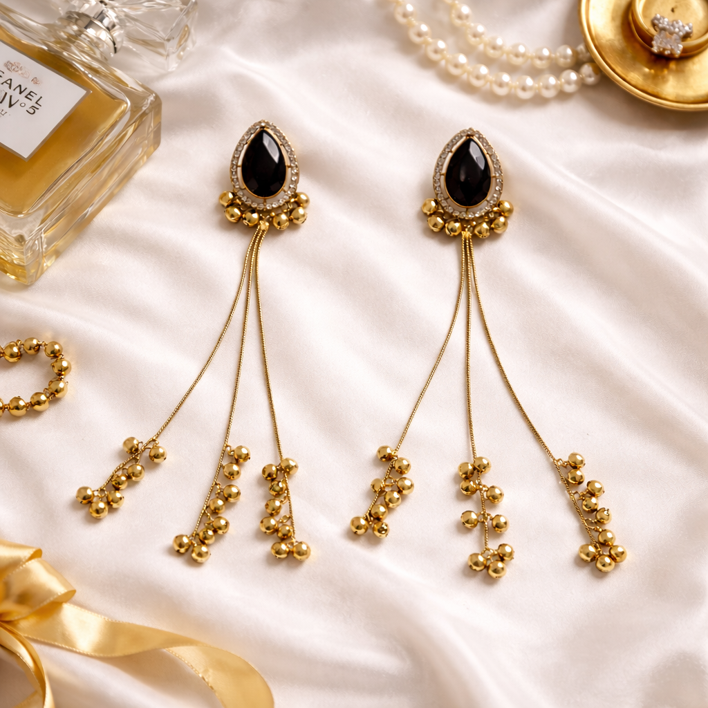 Firdaus- Black Kashmiri Earrings