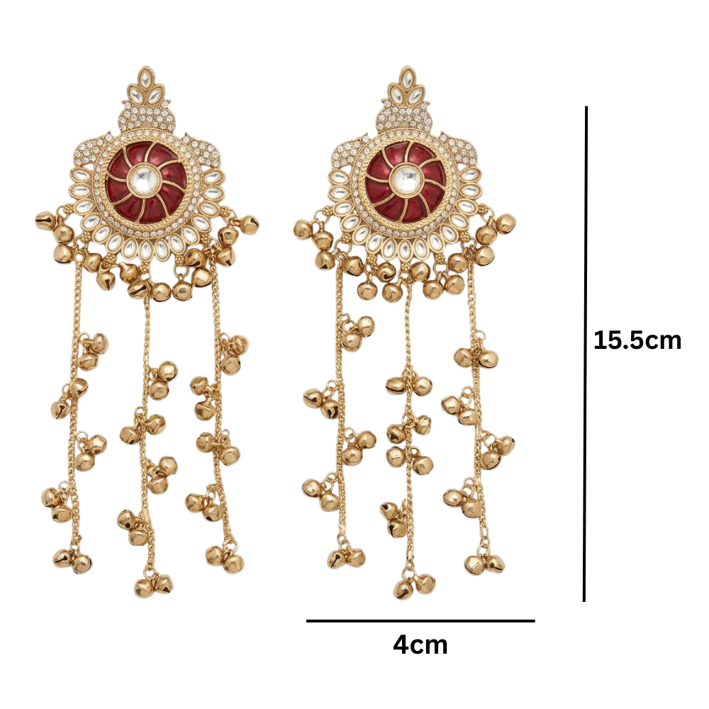Shabnam Maroon Stone Ghunghroo Earrings