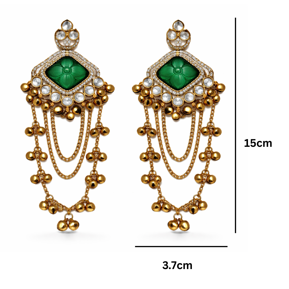 Zivah - Green Ghunghroo Dangler Earrings