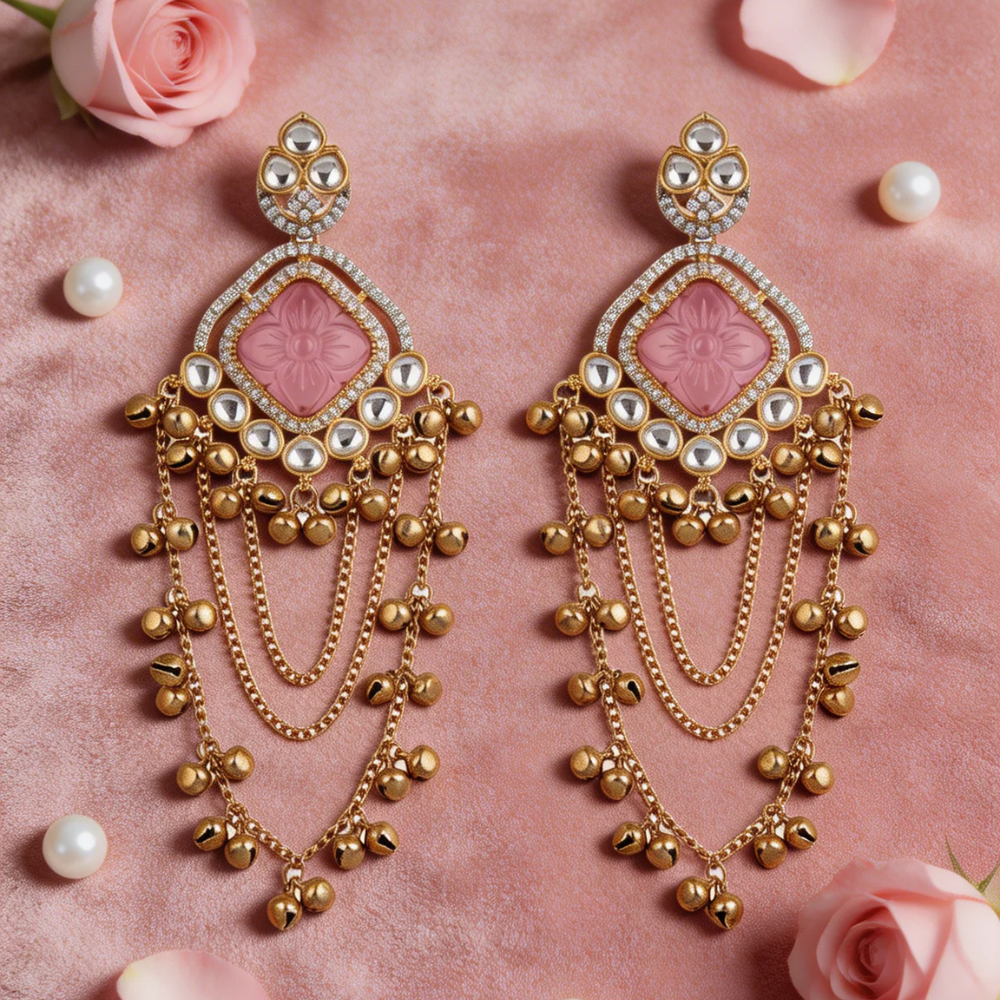 Zivah - Pink Gunghroo Dangler Earrings