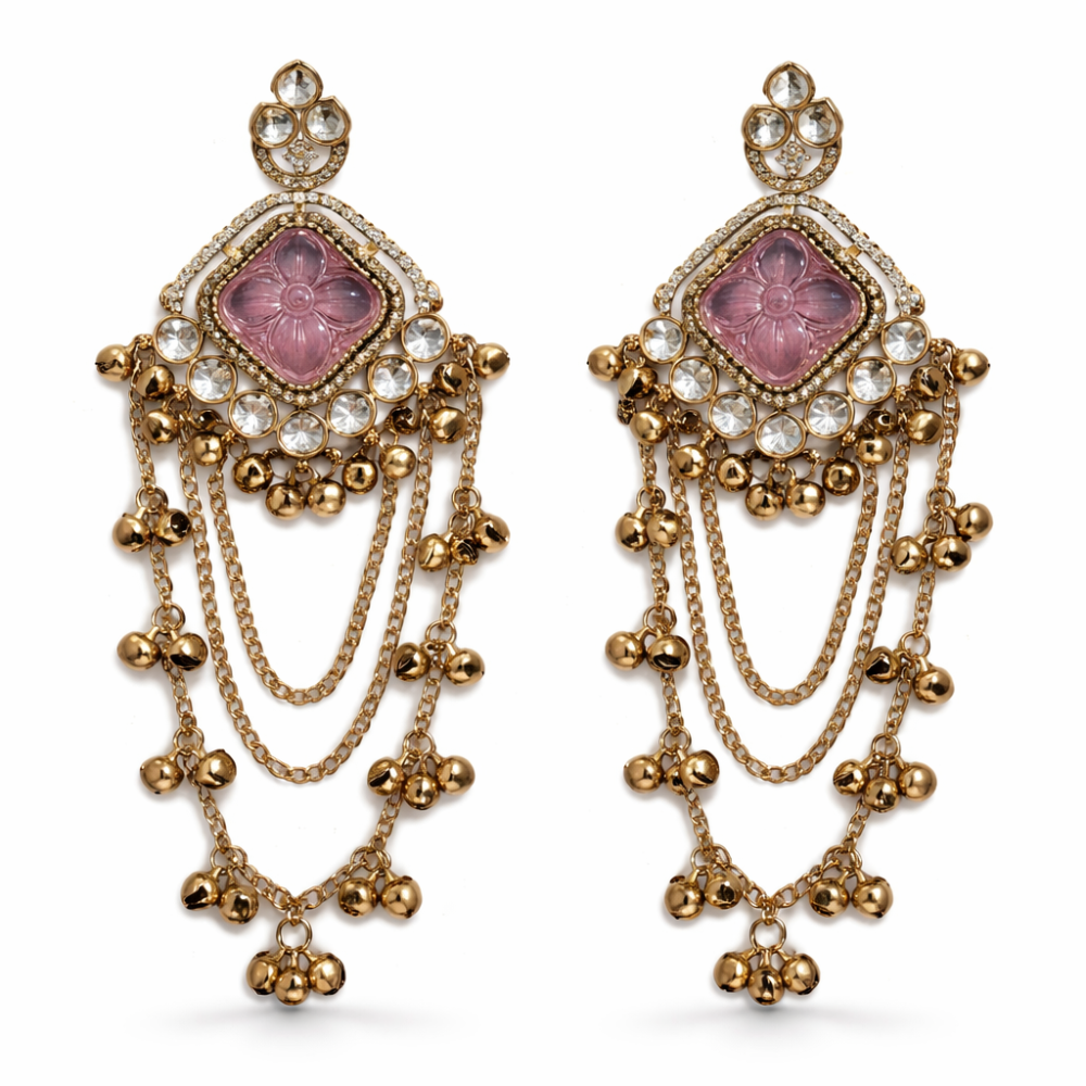 Zivah - Purple Ghunghroo Dangler Earrings