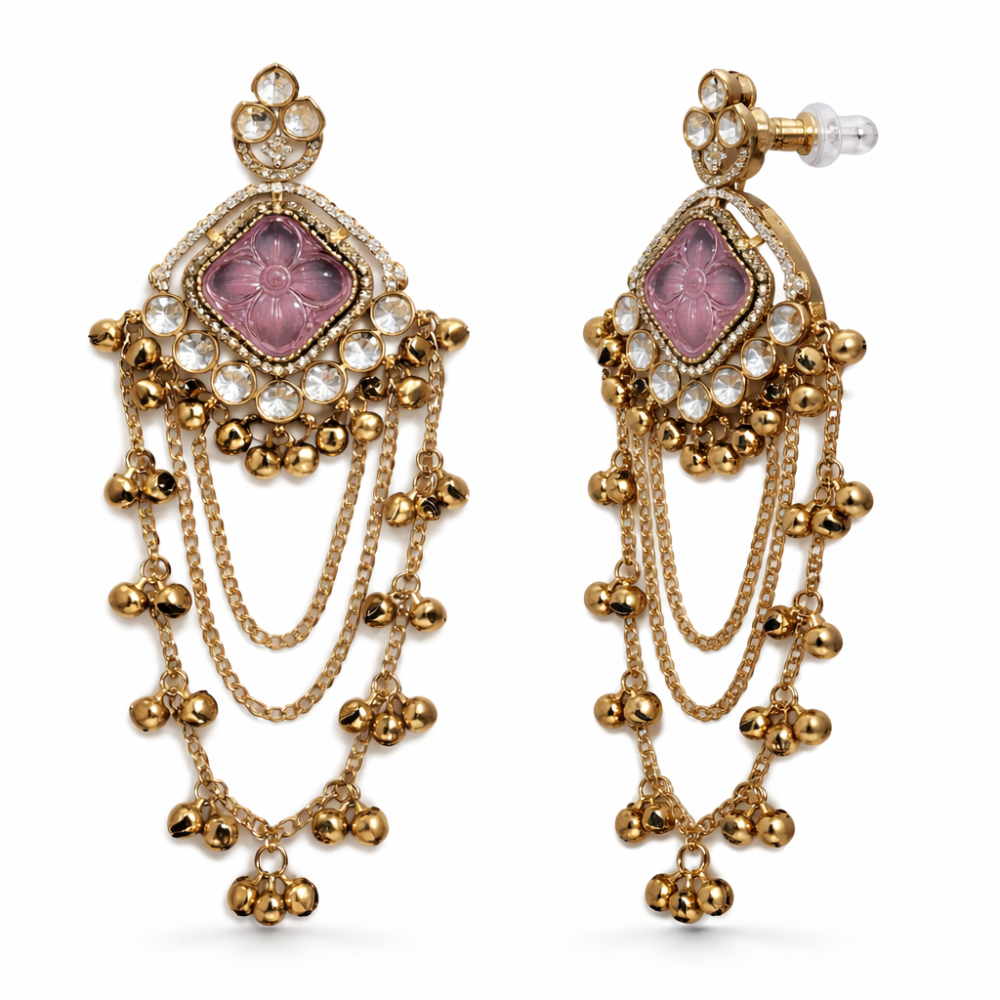 Zivah - Purple Ghunghroo Dangler Earrings