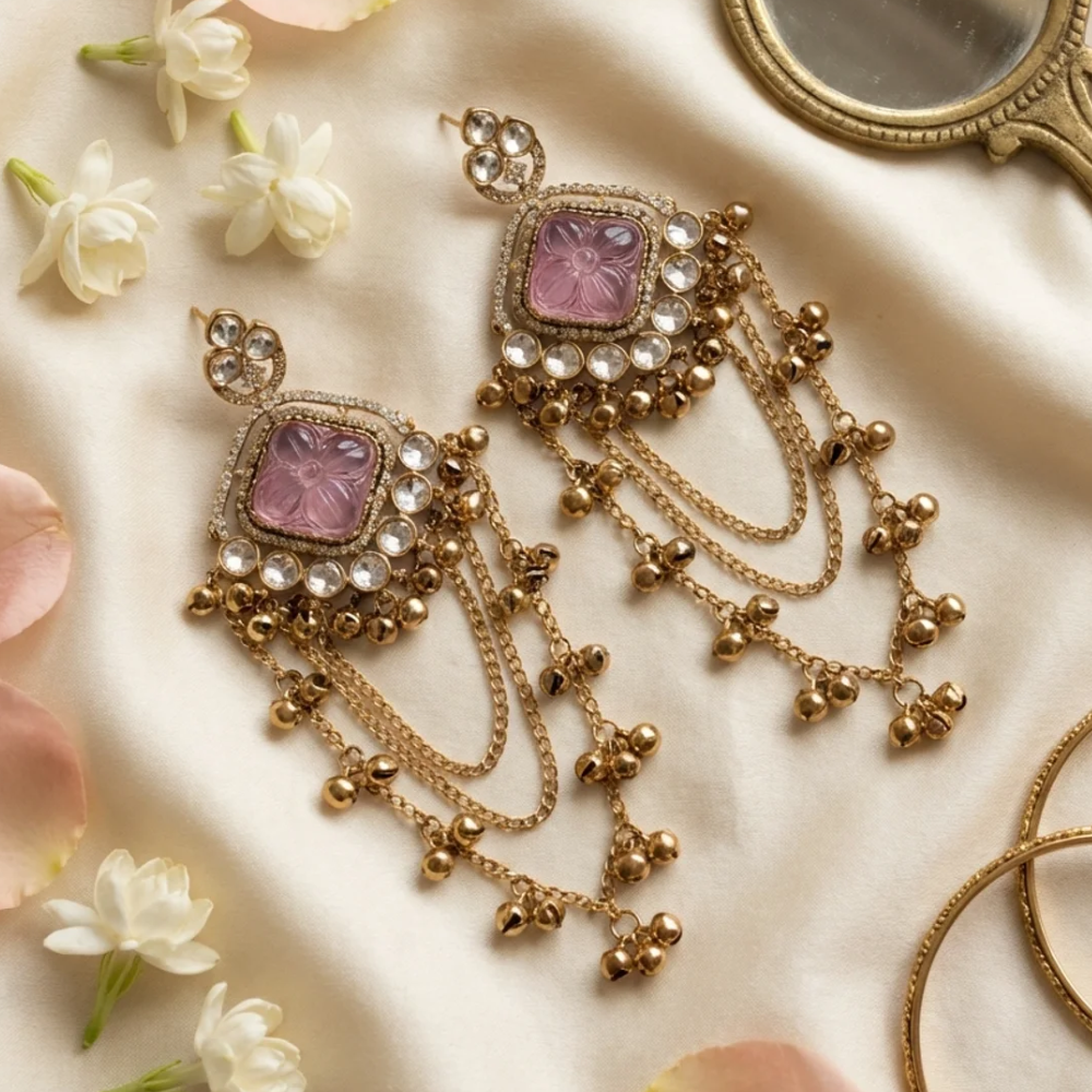 Traditional Indian Gunghroo Dangler earrings