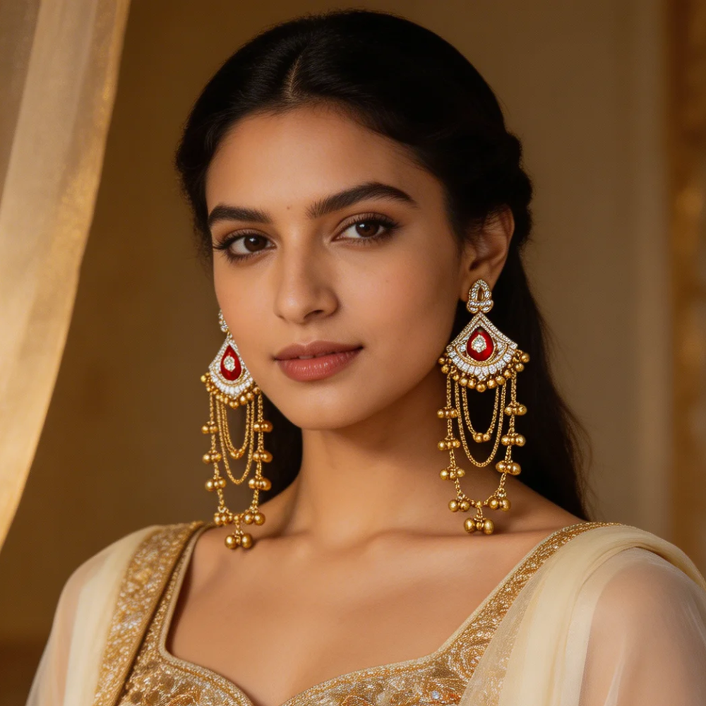 Shama- Maroon Gunghroo Earrings