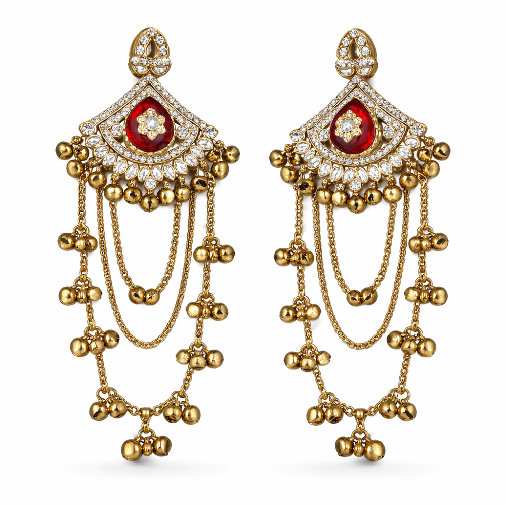 Shama- Maroon Ghunghroo Earrings