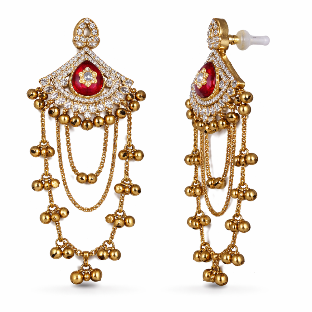 Shama- Maroon Ghunghroo Earrings