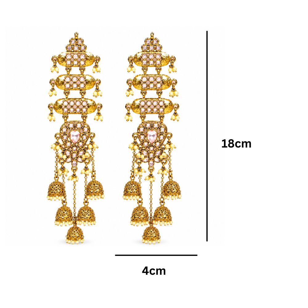 Roohi- Kundan Style Long Chandbali Jhumka Earrings
