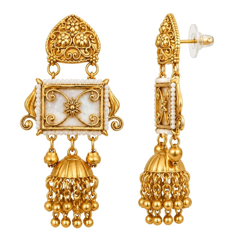Shayoni- Gold Kashmiri Ghungroo Earrings