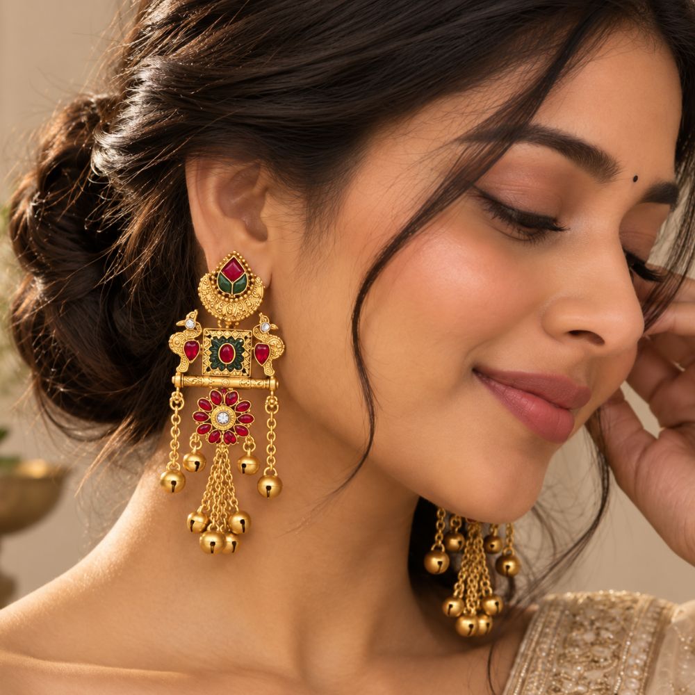 Sajal – Multicolour Heritage Floral Long Drop Earrings