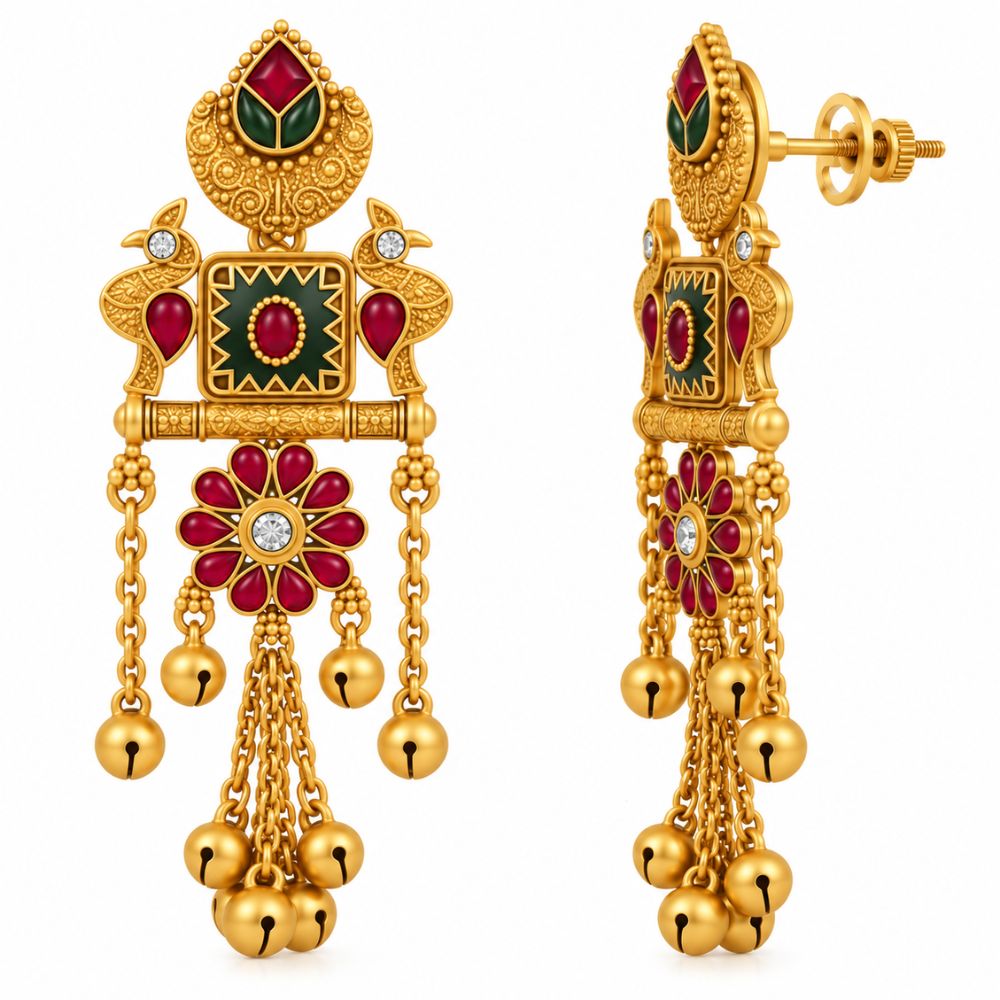 Sajal – Multicolour Heritage Floral Long Drop Earrings