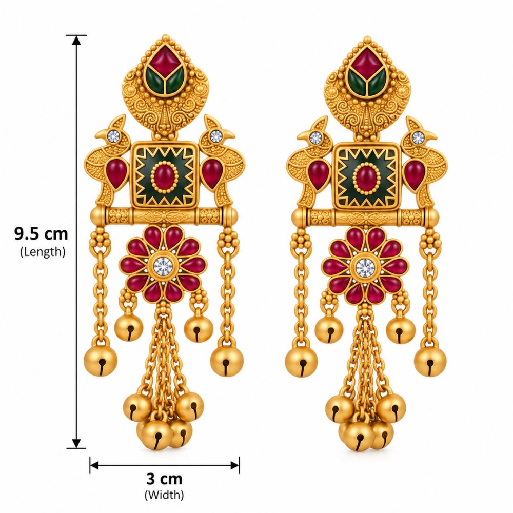 Sajal – Multicolour Heritage Floral Long Drop Earrings