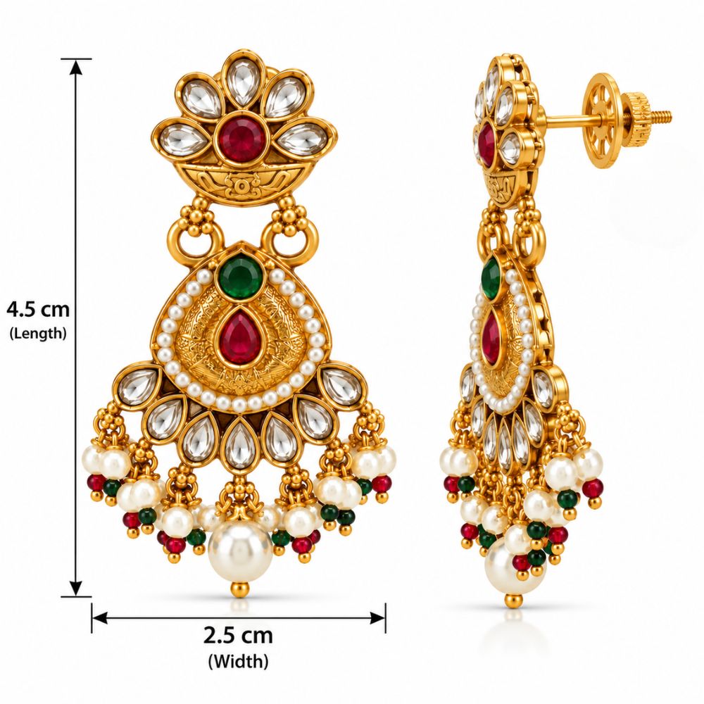 Garima – Multicolour Kundan Floral Drop Earrings