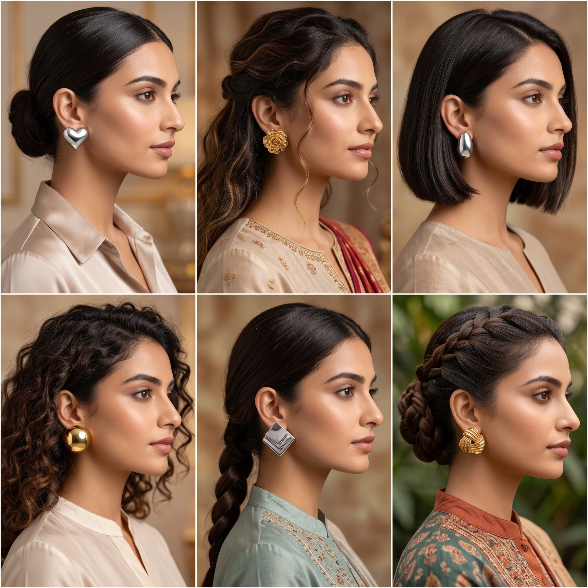 Everyday Fashion Wear Stud Earrings Combo With Foldable Velvet Box (Set of 12)