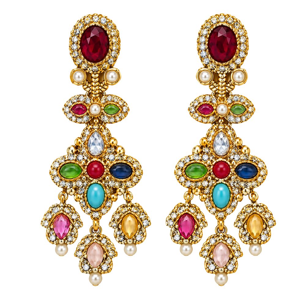 Suniksha- Multicolour Heritage Long Drop Earrings