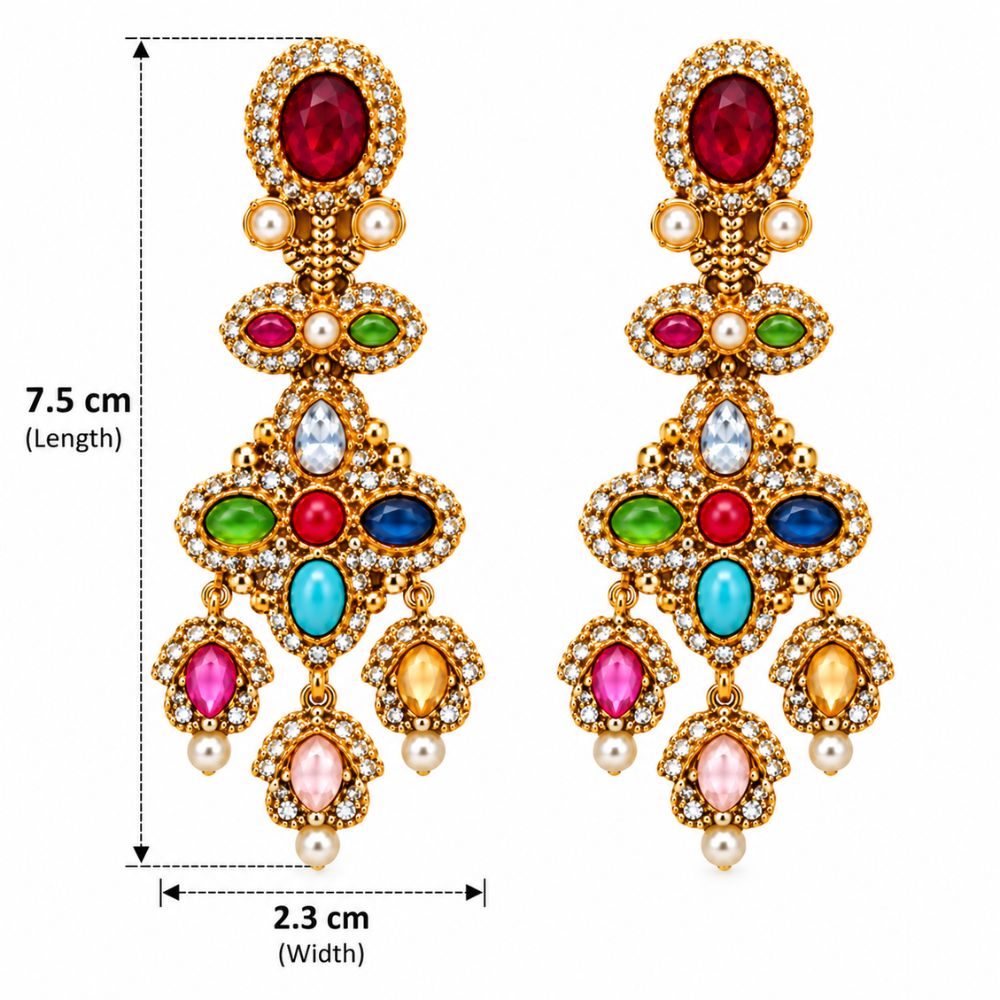 Suniksha- Multicolour Heritage Long Drop Earrings