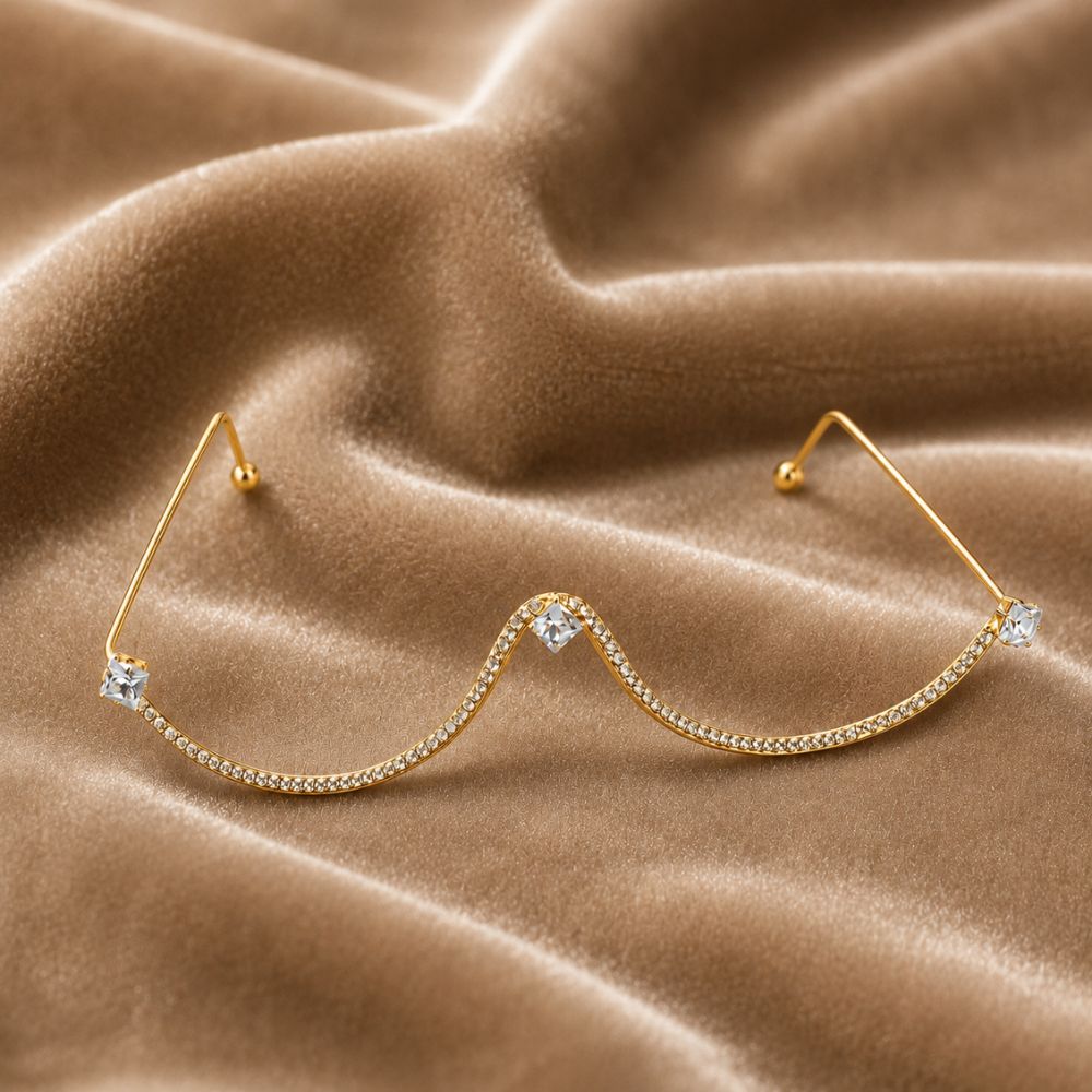 Nirvika- Gold-Toned Crystal Wave Facelet