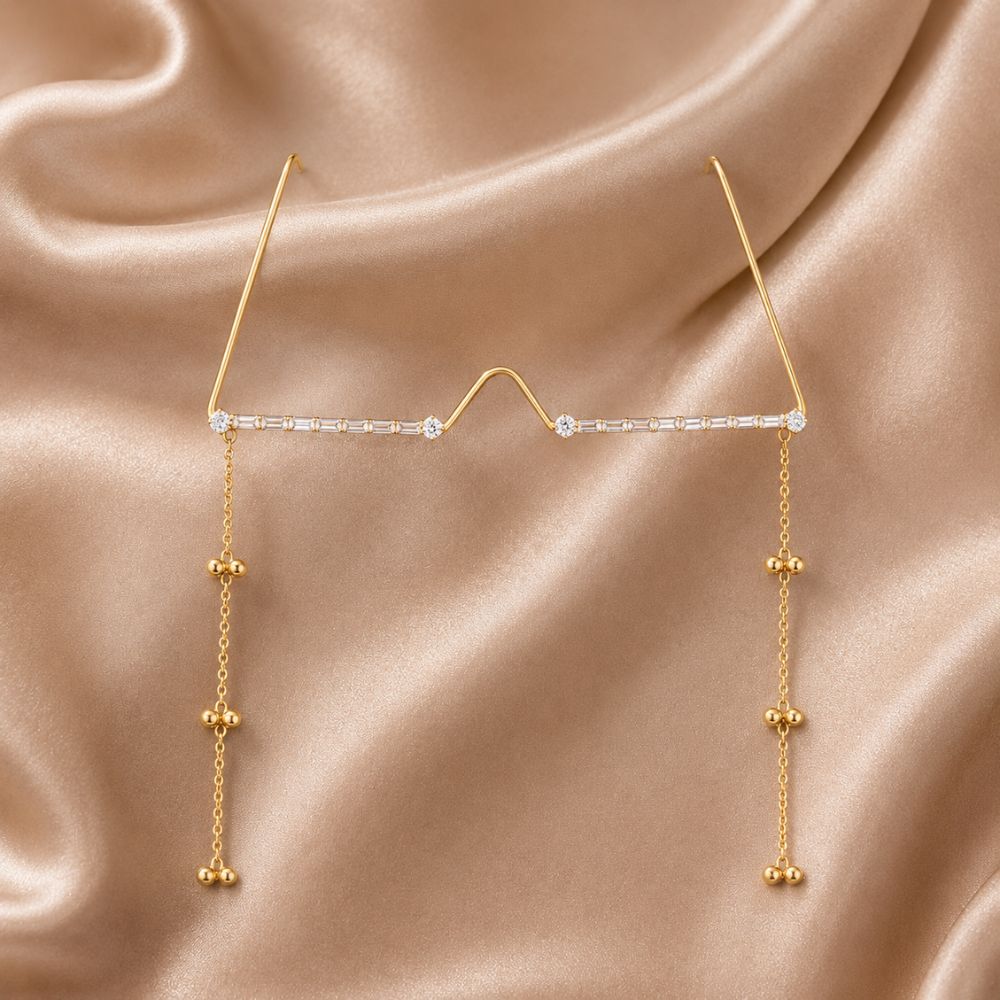 Iraaavi- Crystal Facelet with Bead Tassels