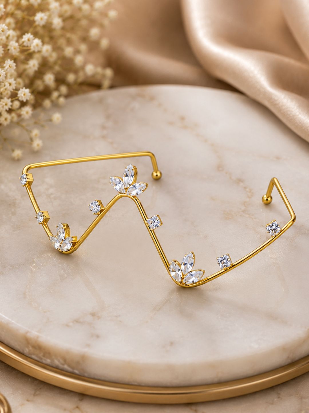 Tivra- Gold-Toned Floral Crystal Facelet