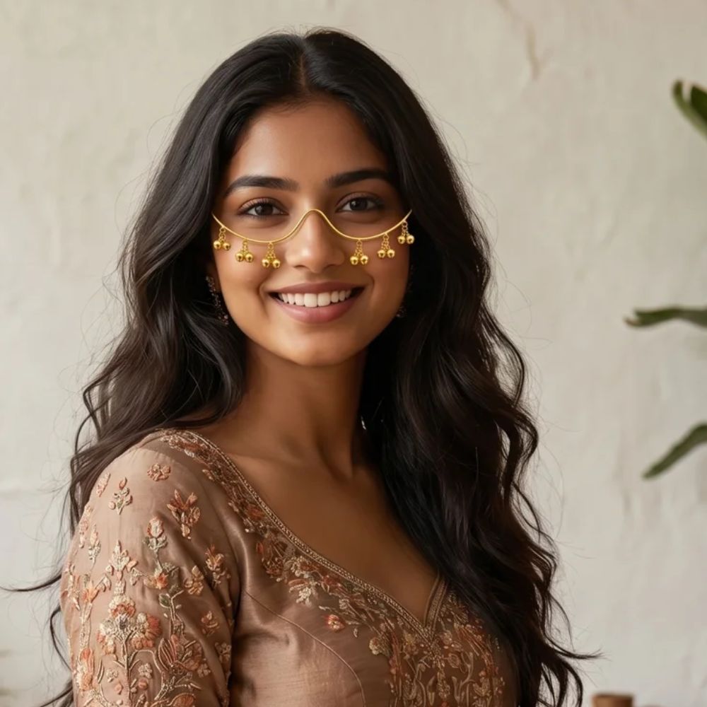 Kiyana- Gold-Toned Ghungroo Facelet