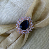 Clara Rosegold Blue CZ Ring