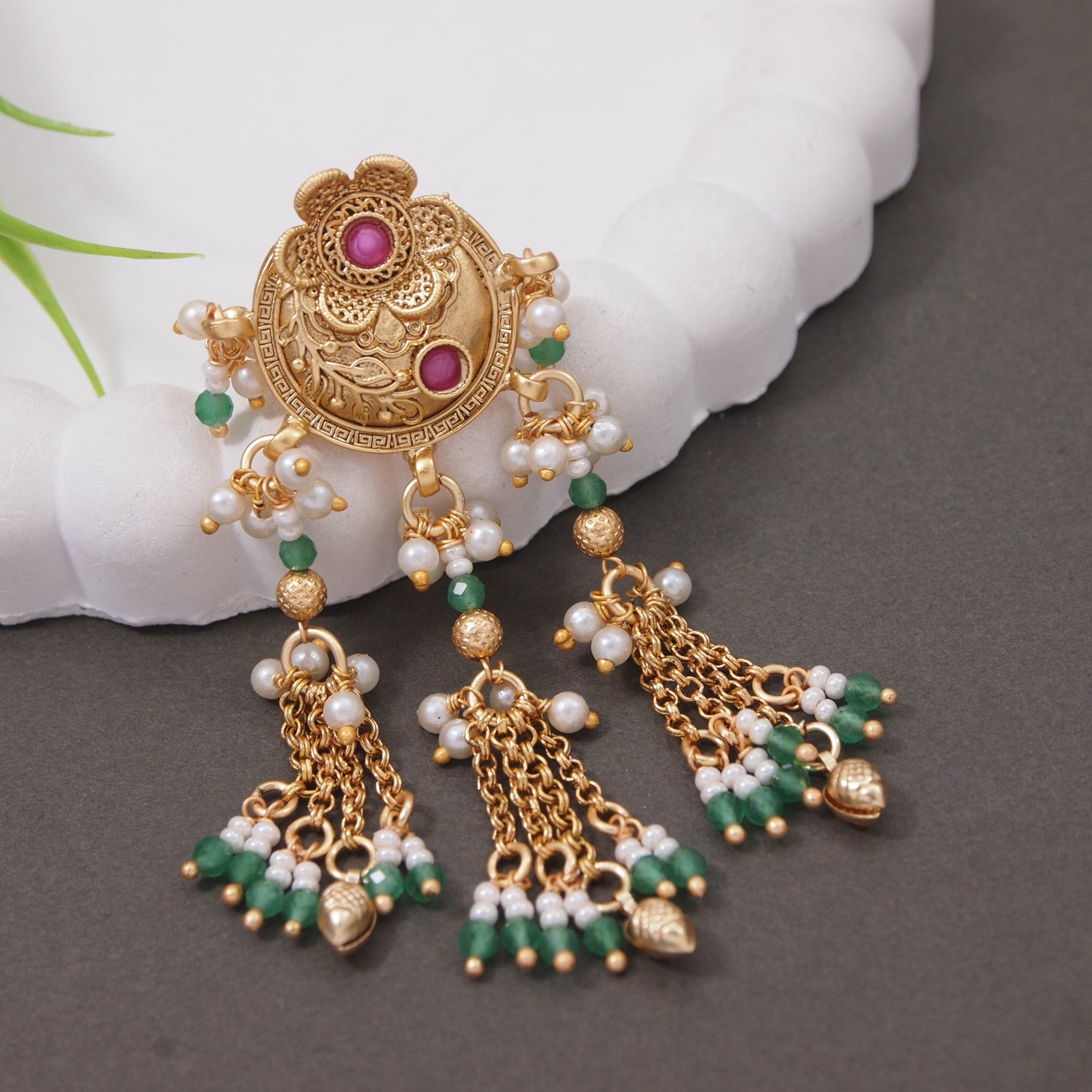 Yavika-Heritage Gold Ring with Mini Coin Charms & Tassels