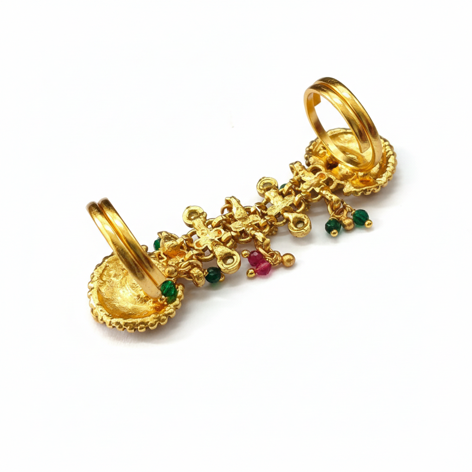 Raviksha - Gold-Plated Floral Full-Finger Ring