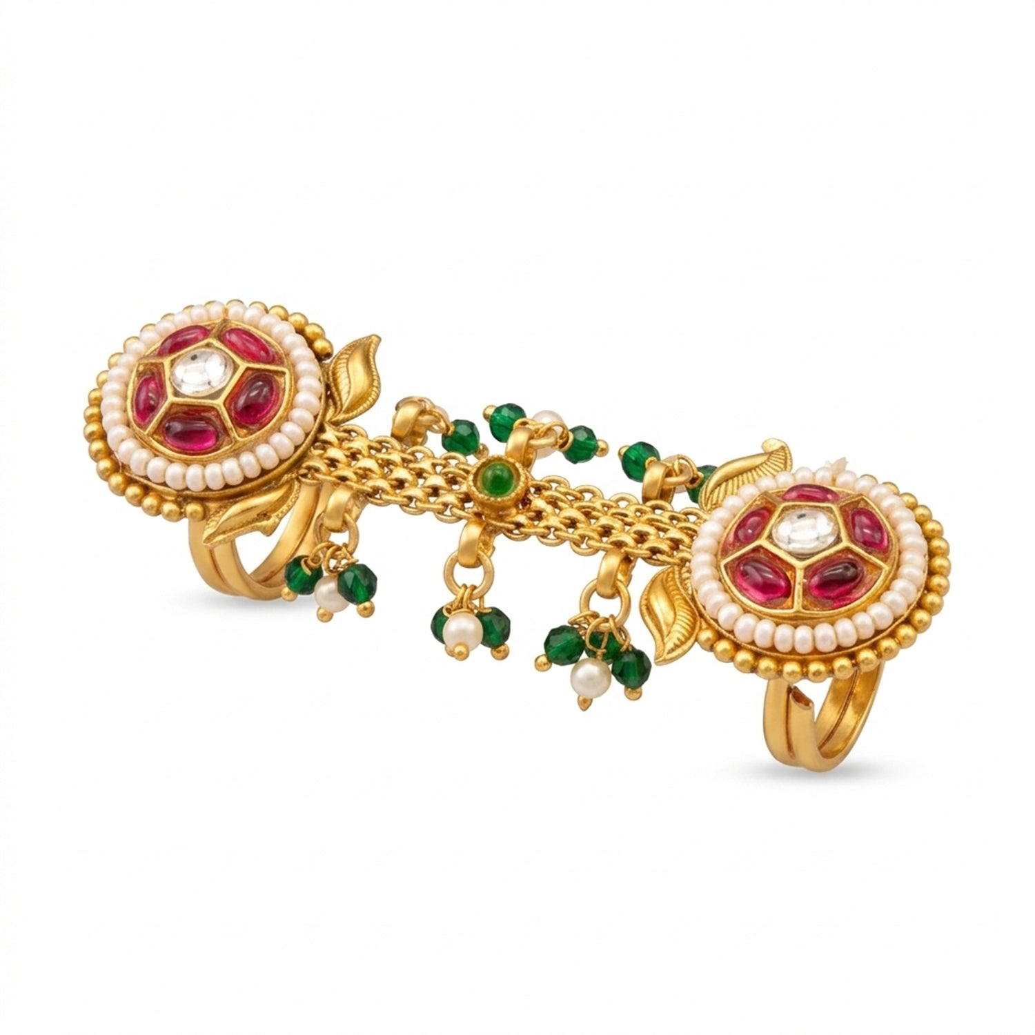 Sriya-Kundan Double-Medallion Ring
