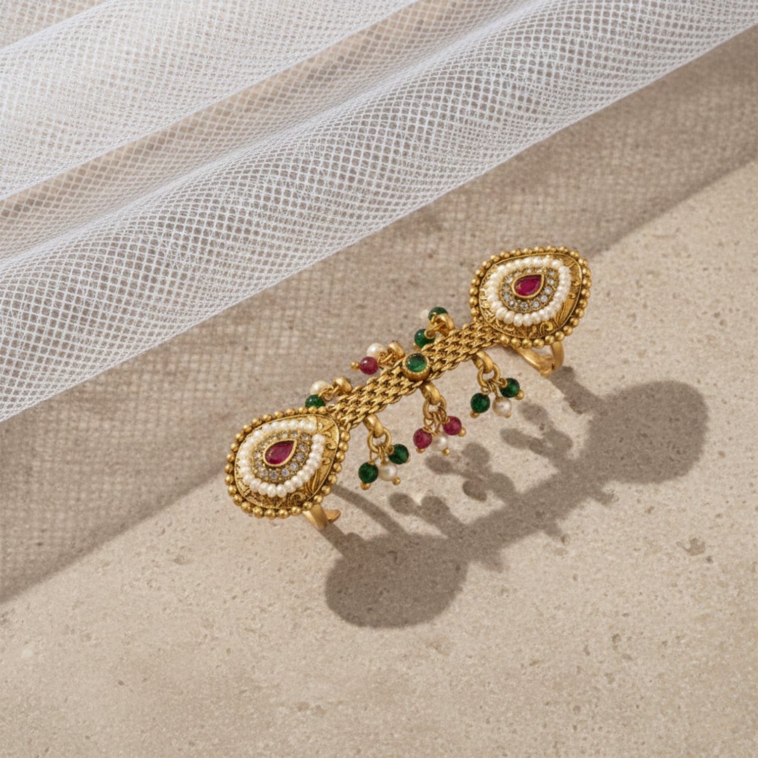 Rakshitha- Gold-Plated Floral Statement Ring