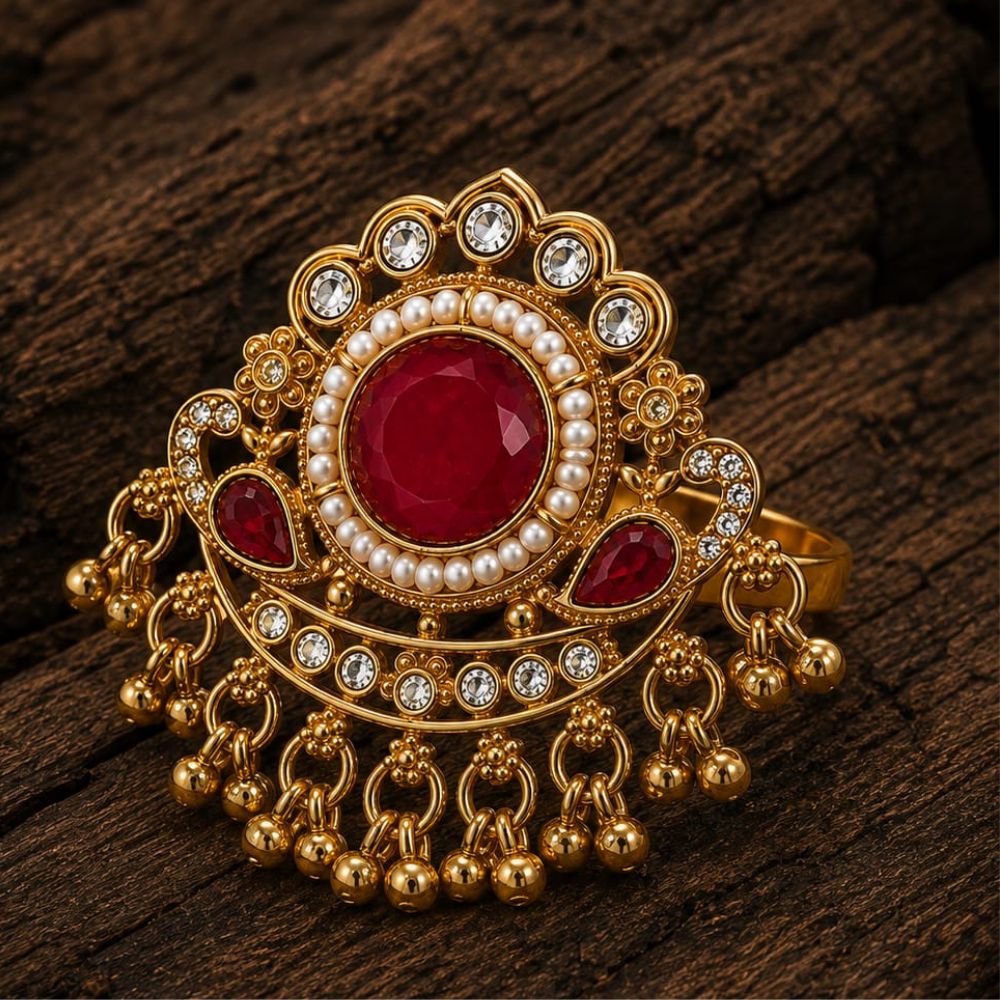 Aaru- Heritage Pearl & Stone Latkan Ring