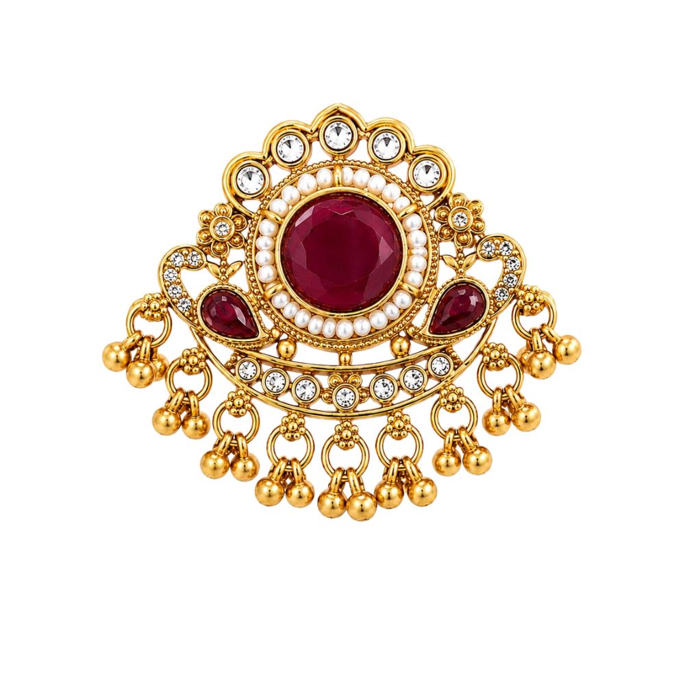 Aaru- Heritage Pearl & Stone Latkan Ring