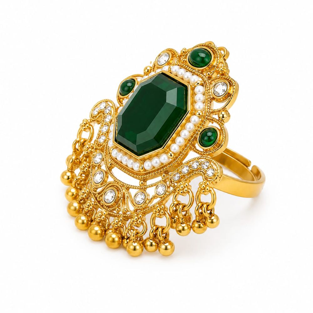 Viu- Green Stone Heritage Latkan Ring