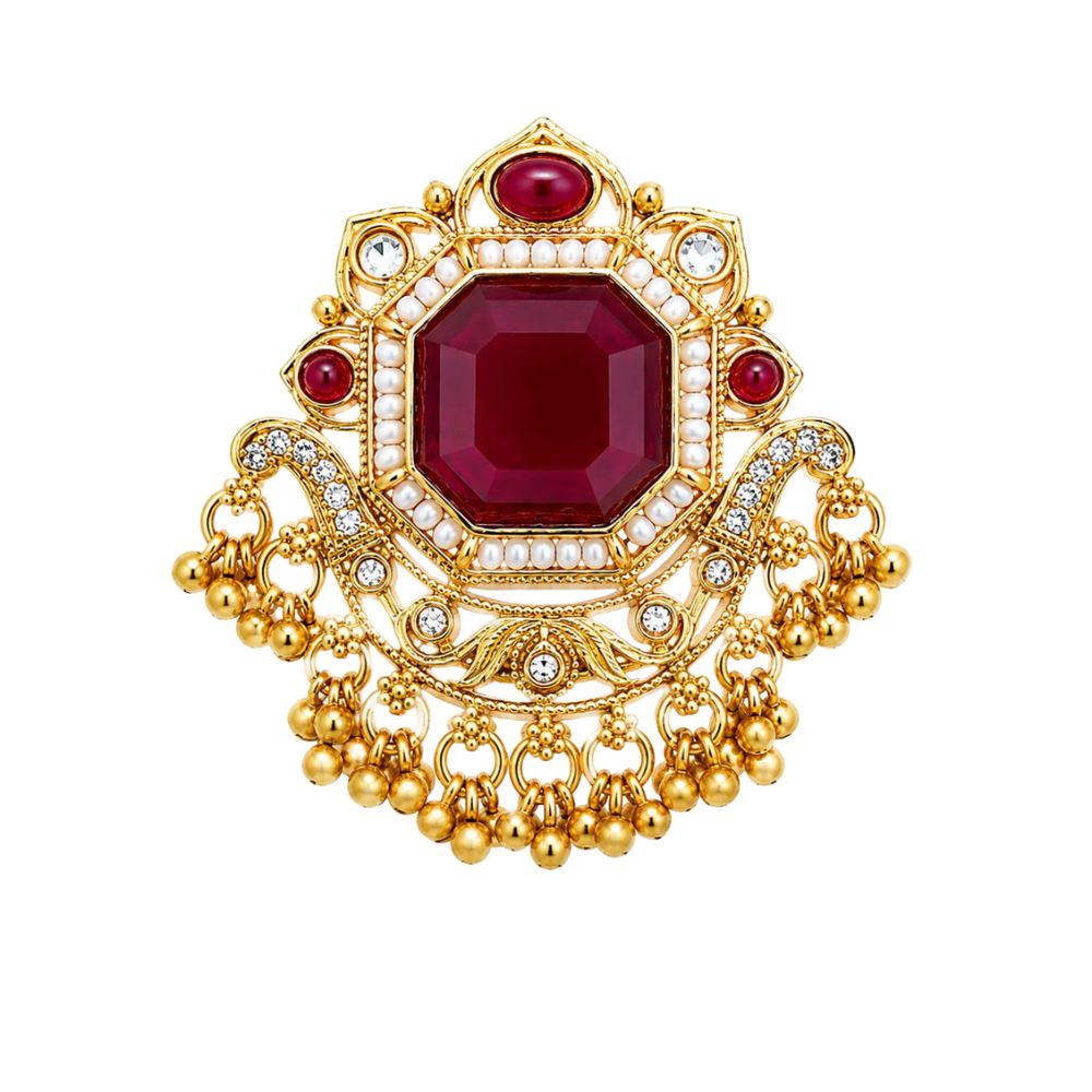 Viu- Maroon Stone Heritage Latkan Ring