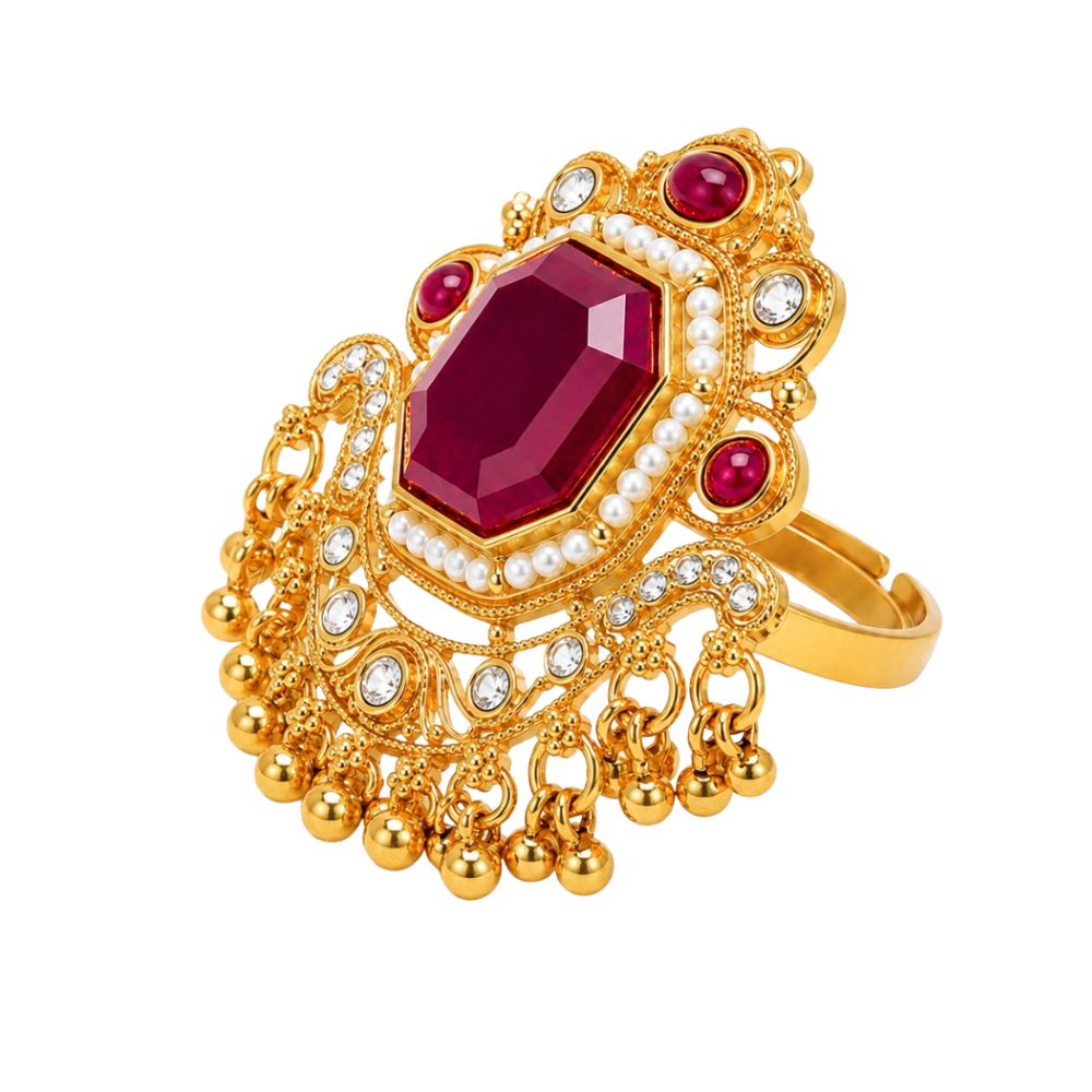 Viu- Maroon Stone Heritage Latkan Ring