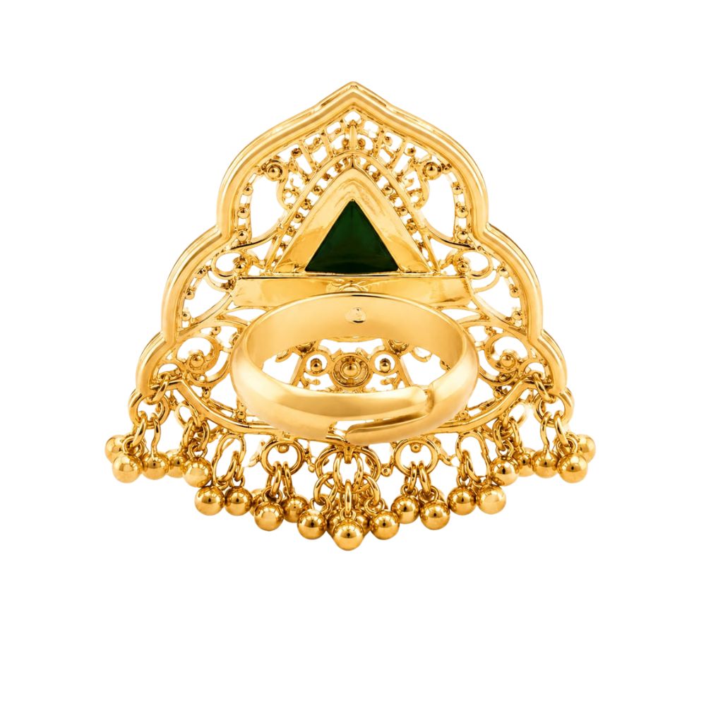 Charvi- Green Teardrop Stone Heritage Latkan Ring