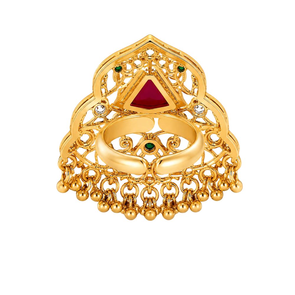 Charvi- Maroon Teardrop Stone Heritage Latkan Ring