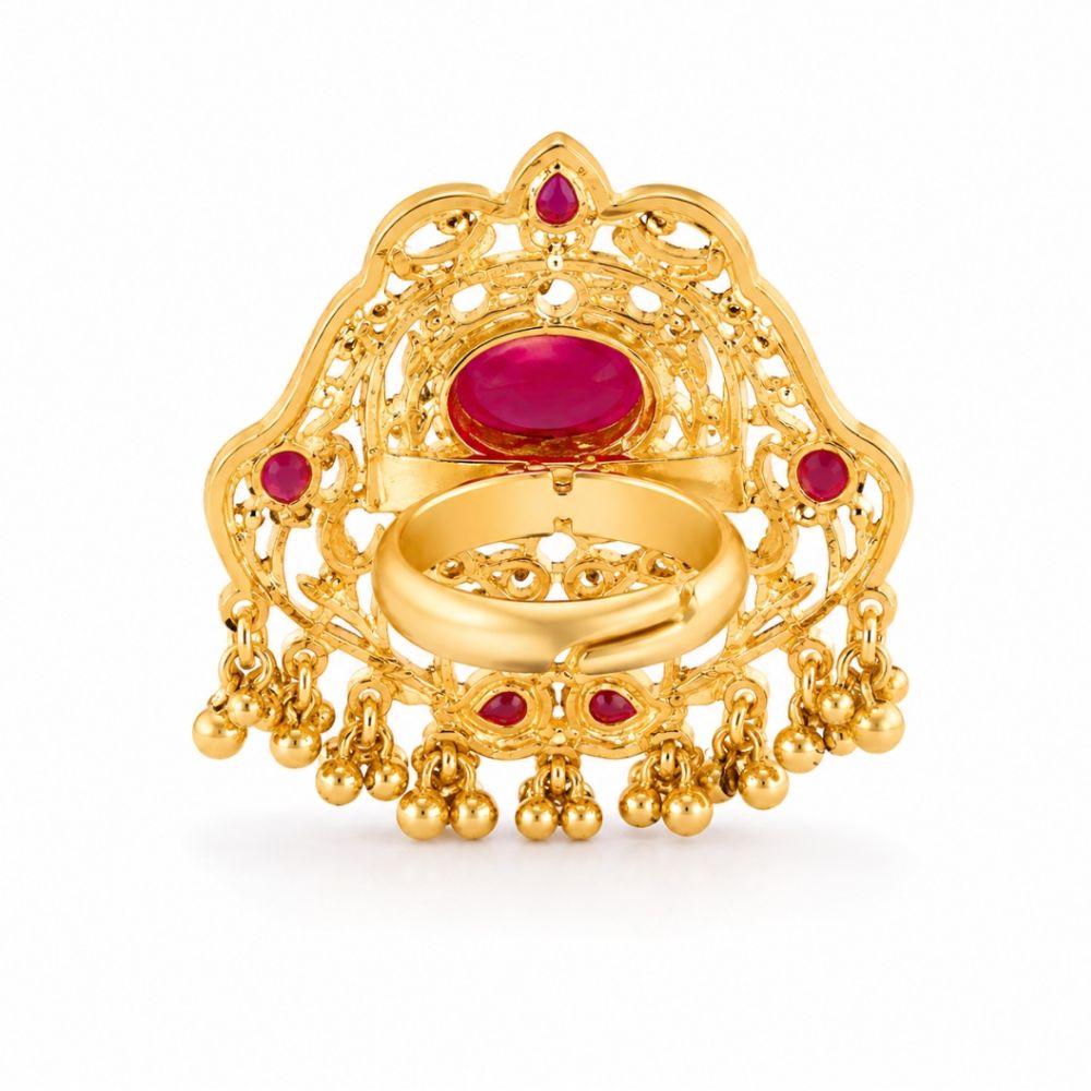 Suchi- Red Stone Peacock Heritage Latkan Ring