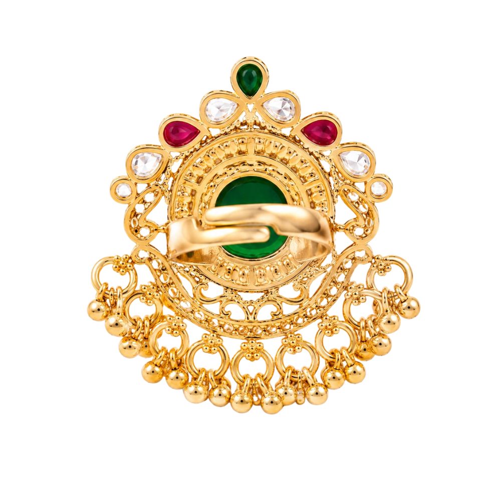 Tapasi- Green Stone Pearl Heritage Latkan Ring