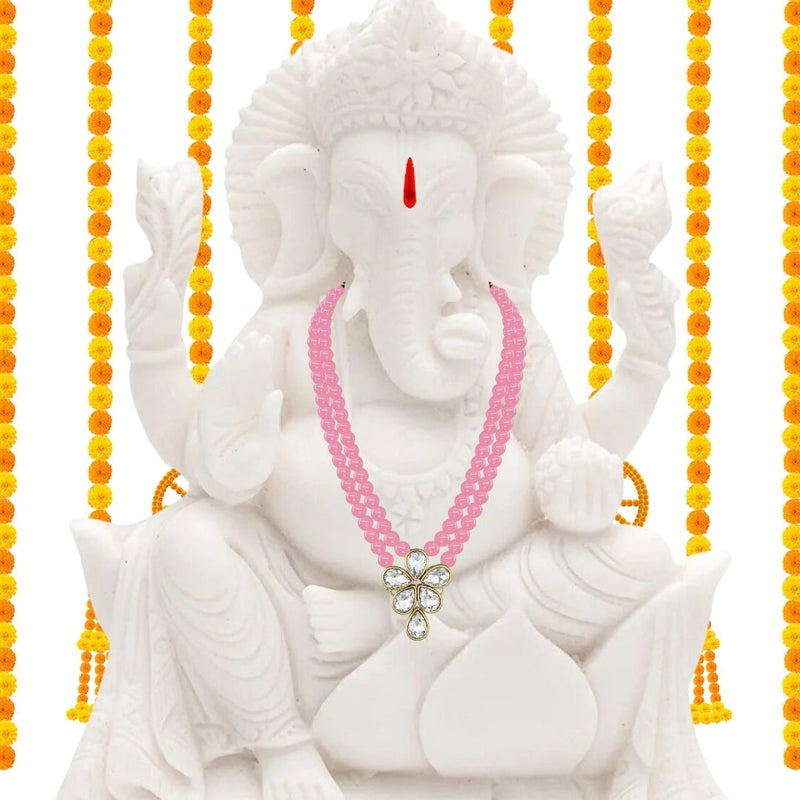 Vakratunda Pink Pearl & Kundan Mala