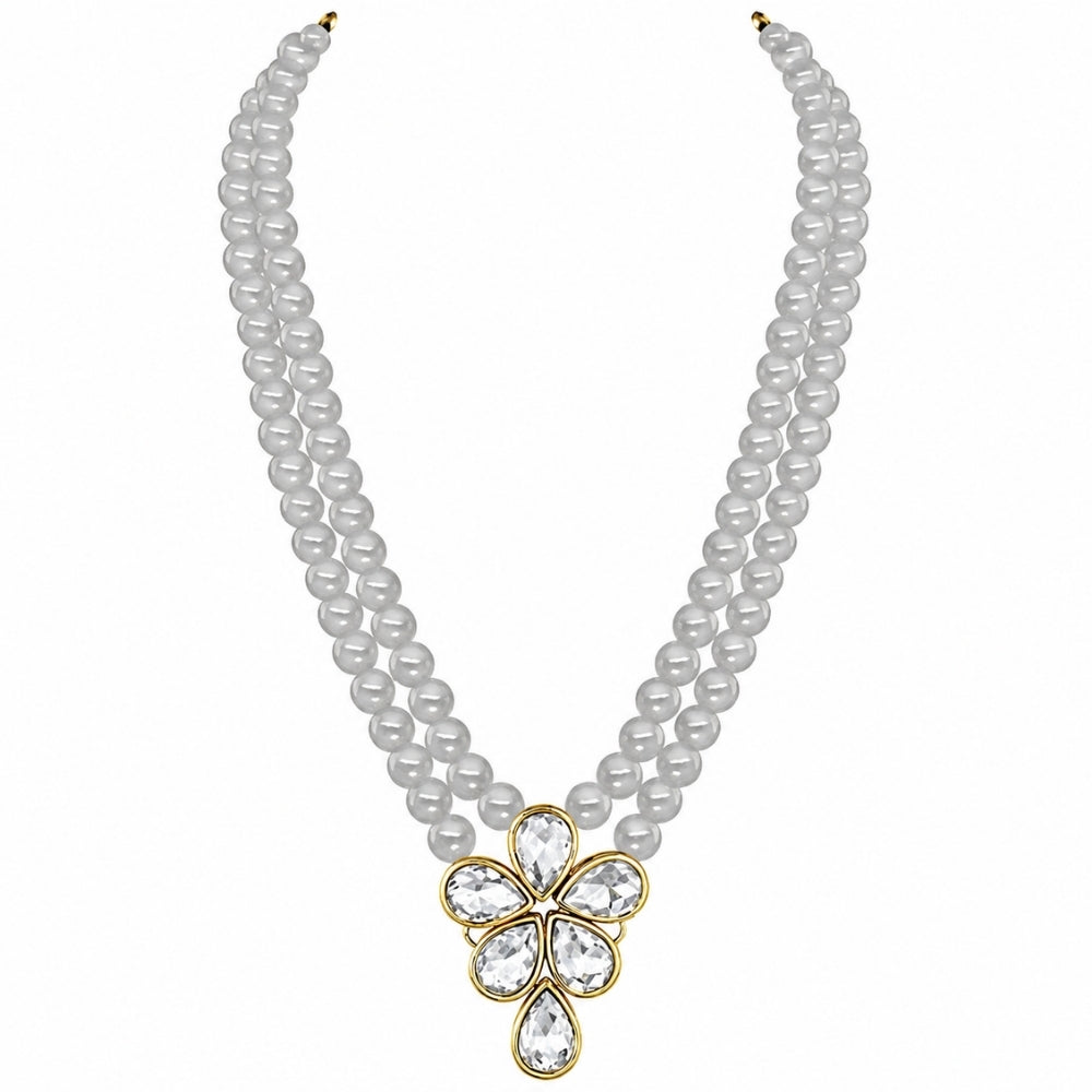 Vakratunda White Pearl & Kundan Mala
