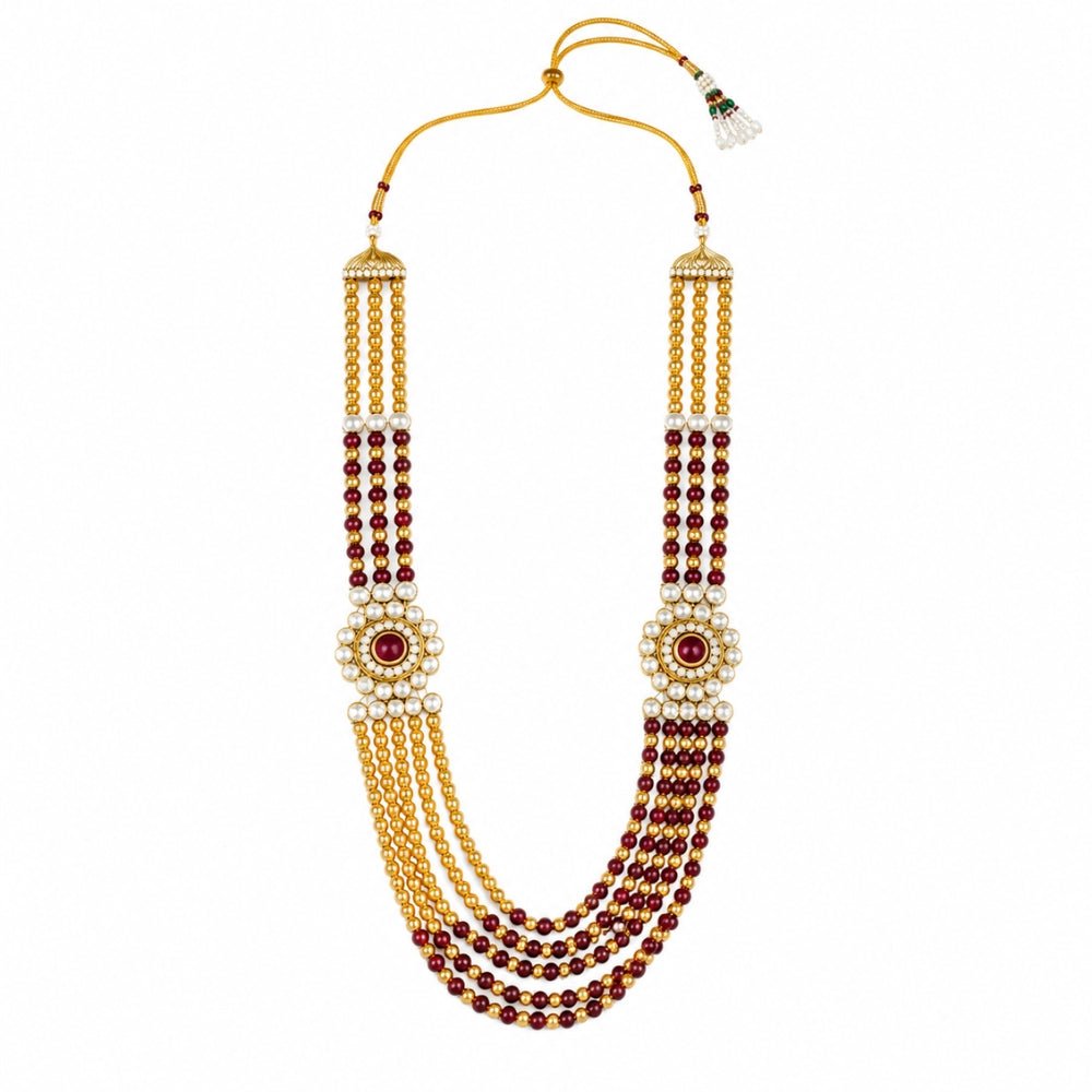 Bhupati Maroon Pearl & Kundan Mala