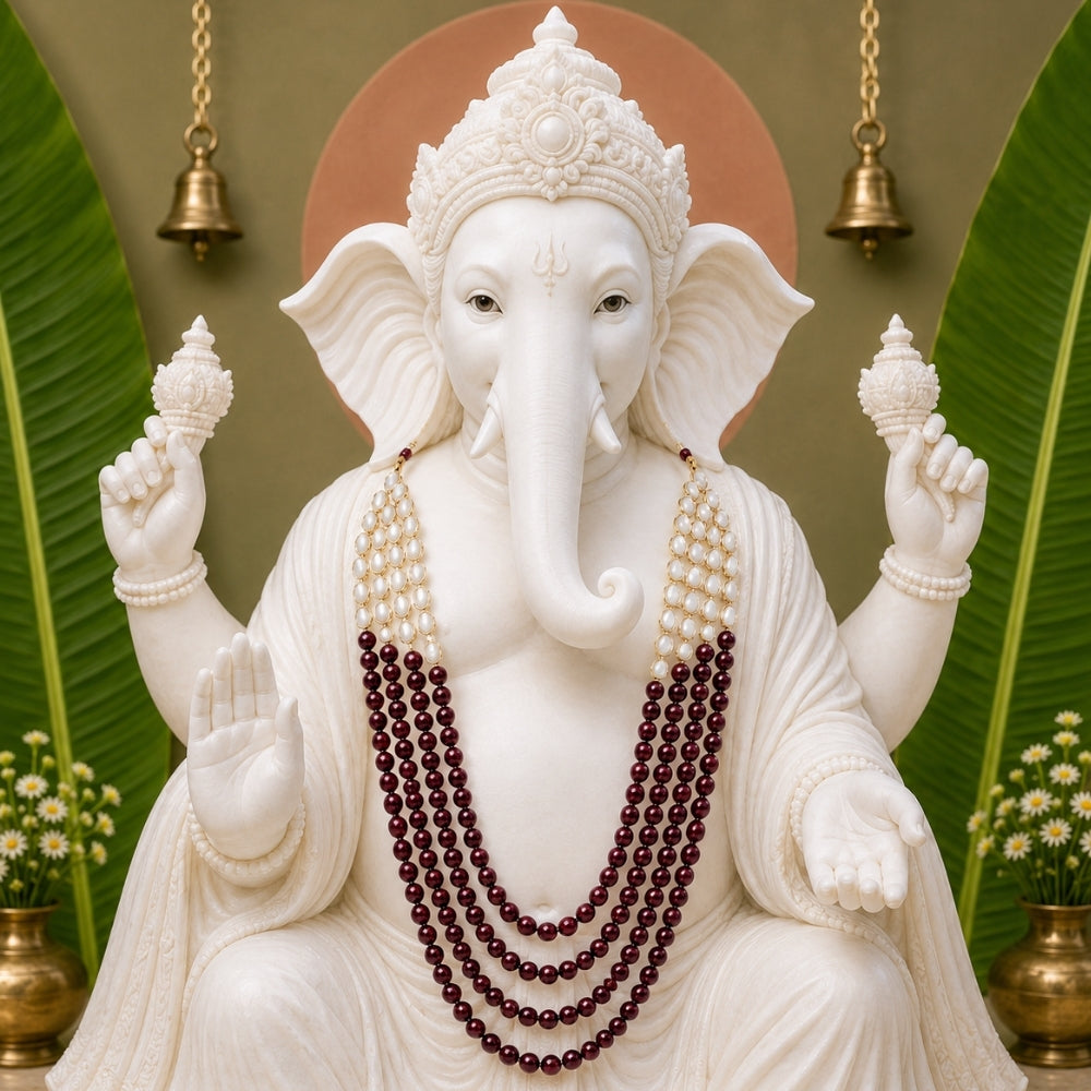 Gajanan Maroon Pearl & Kundan Mala