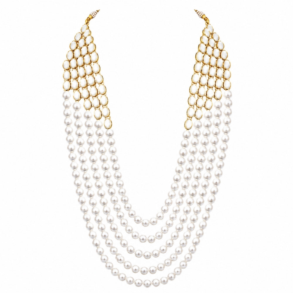 Gajanan White Pearl & Kundan Mala