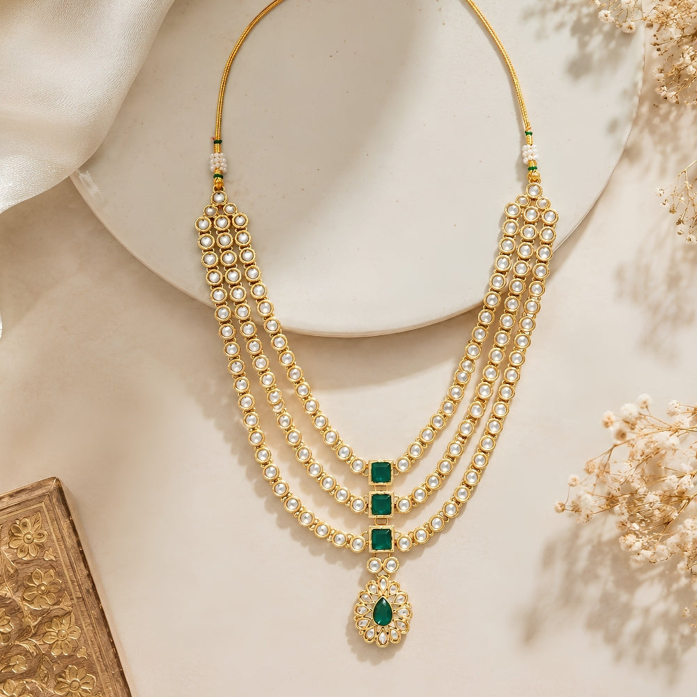 Vinayaka Green Pearl & Kundan Mala