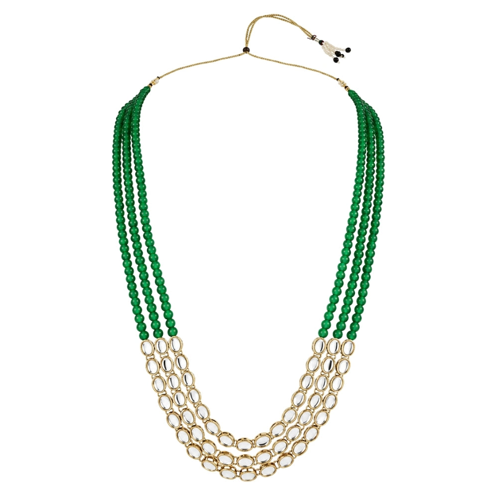 Mangalmurti Green Bead & Kundan Ganpati Mala